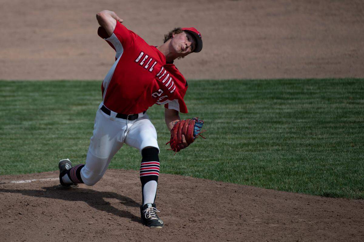 Bellefonte’s Derek Fravel pitches during the PIAA Class 4A Baseball Championships between Bellefonte Area High School and Montour High School at Bald Eagle Area High School on June 6, 2022 in Wingate, Pa. Bellefonte Area High School fell to Montour High School 13-9.