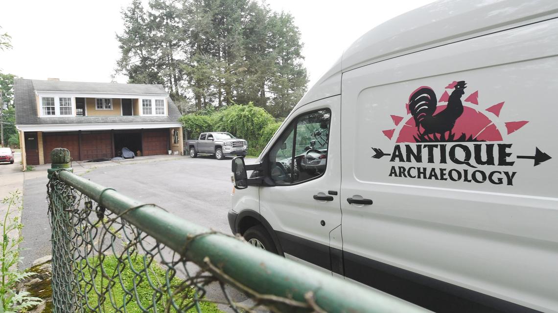 American Pickers films at a house off of South Centre Street in Philipsburg Friday, Aug. 17, 2018.