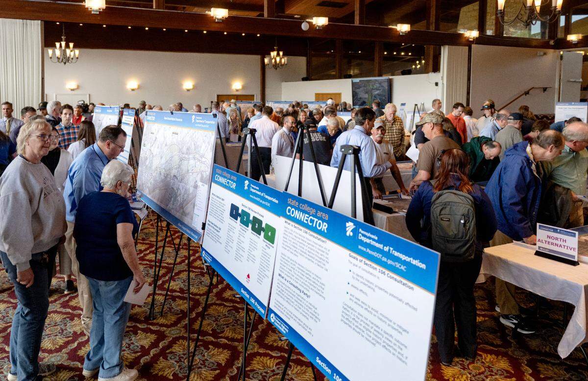The Pennsylvania Department of Transportation held a public scoping meeting with information about the State College Area Connector Project on Thursday, May 9, 2025 at the Wyndham Garden State College.