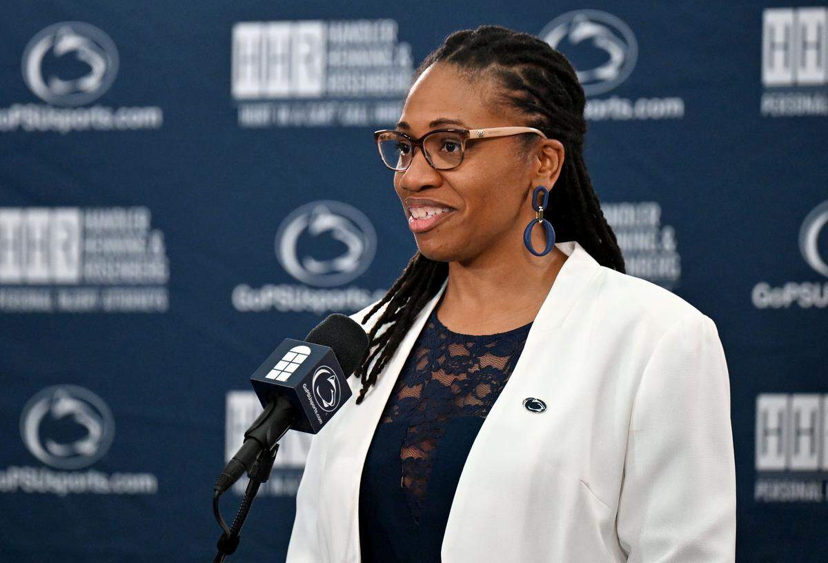 Tanisha Wright is introduced as the new Penn State Lady Lions basketball coach on Monday, March 23, 2026.  