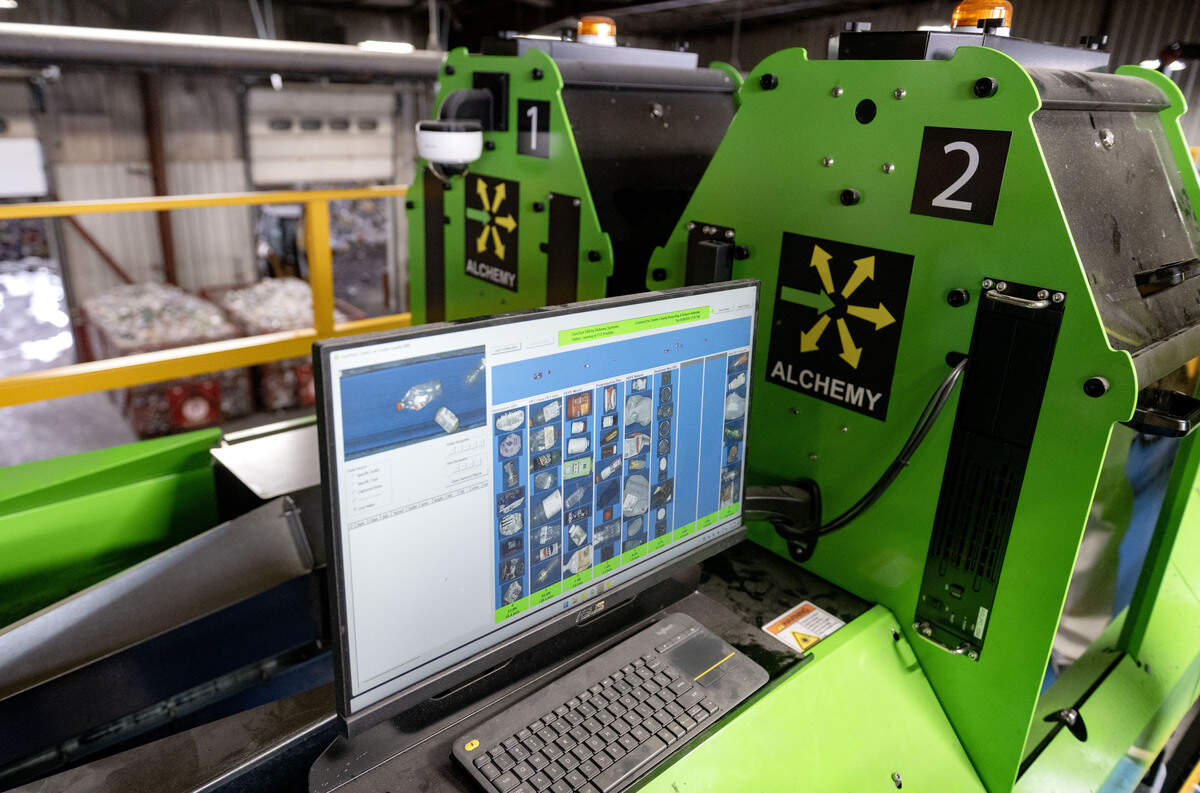 Recyclables are identified by the Alchemy artificial intelligence system at the Centre County Recycling and Refuse Authority on Tuesday, July 7, 2026. The system tracks the multiple types of plastics as it sorts.