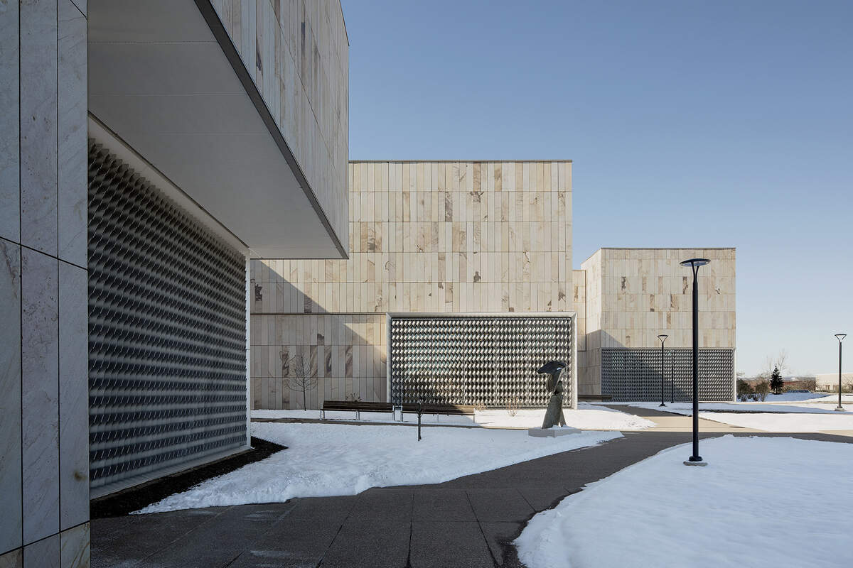 View of the Palmer Museum of Art at Penn State pavilions from the education wing. The museum is set to open June 1 at its new location in The Arboretum.