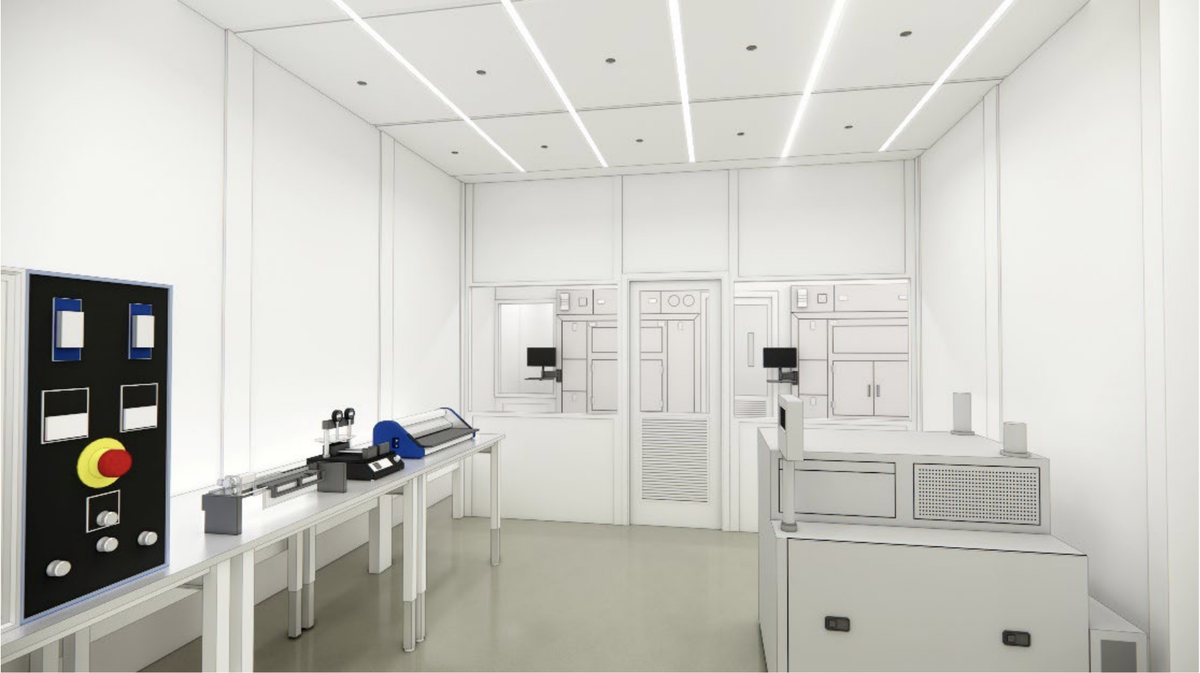 A rendering of the first phase of a microchip packaging cleanroom project that will renovate and expand cleanroom spaces in the Millennium Science Complex