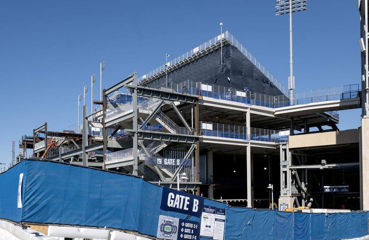 Construction continues on the west side of Beaver Stadium on Monday, Oct. 27, 2025.  