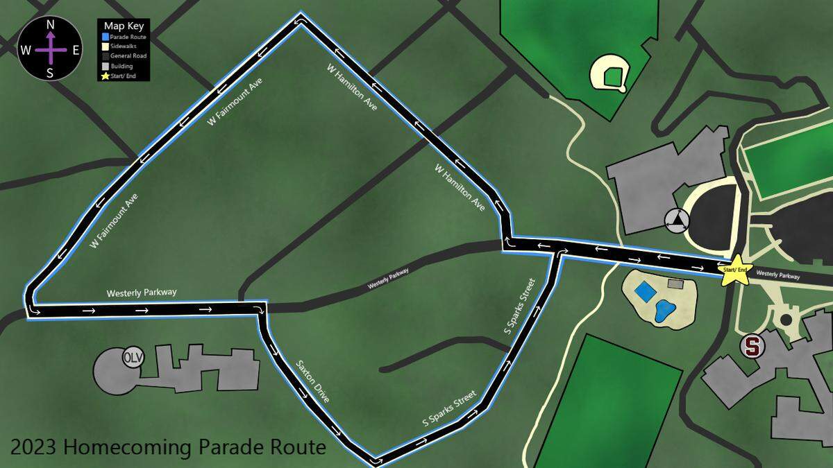 State College Area School District’s new homecoming parade route for 2023.