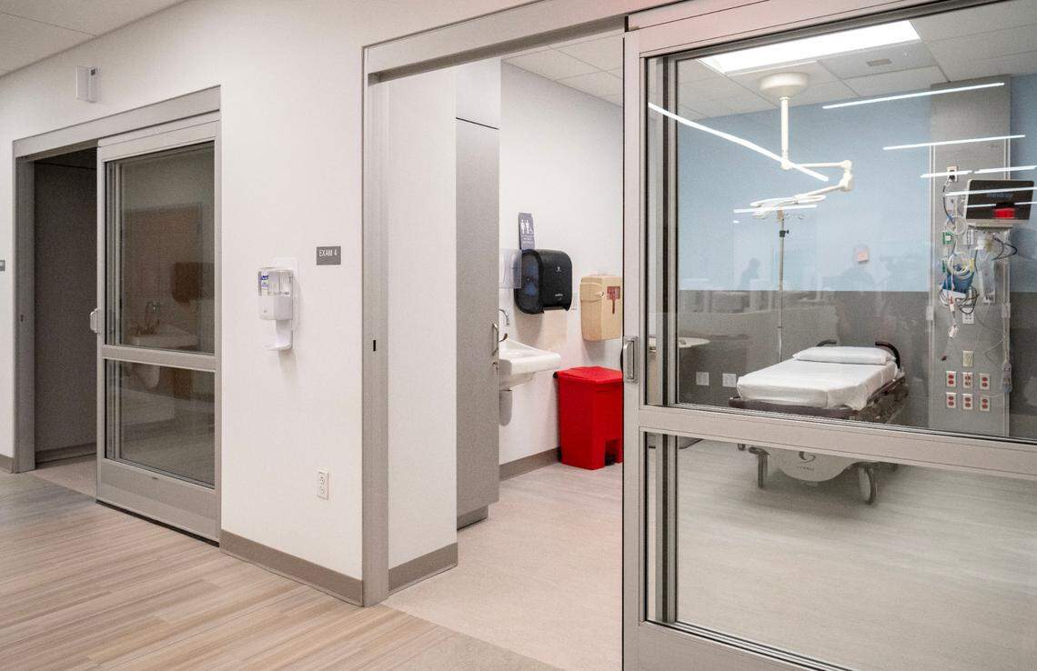 Individual exam rooms in the emergency department at Penn Highlands State College on Thursday, June 6, 2024.