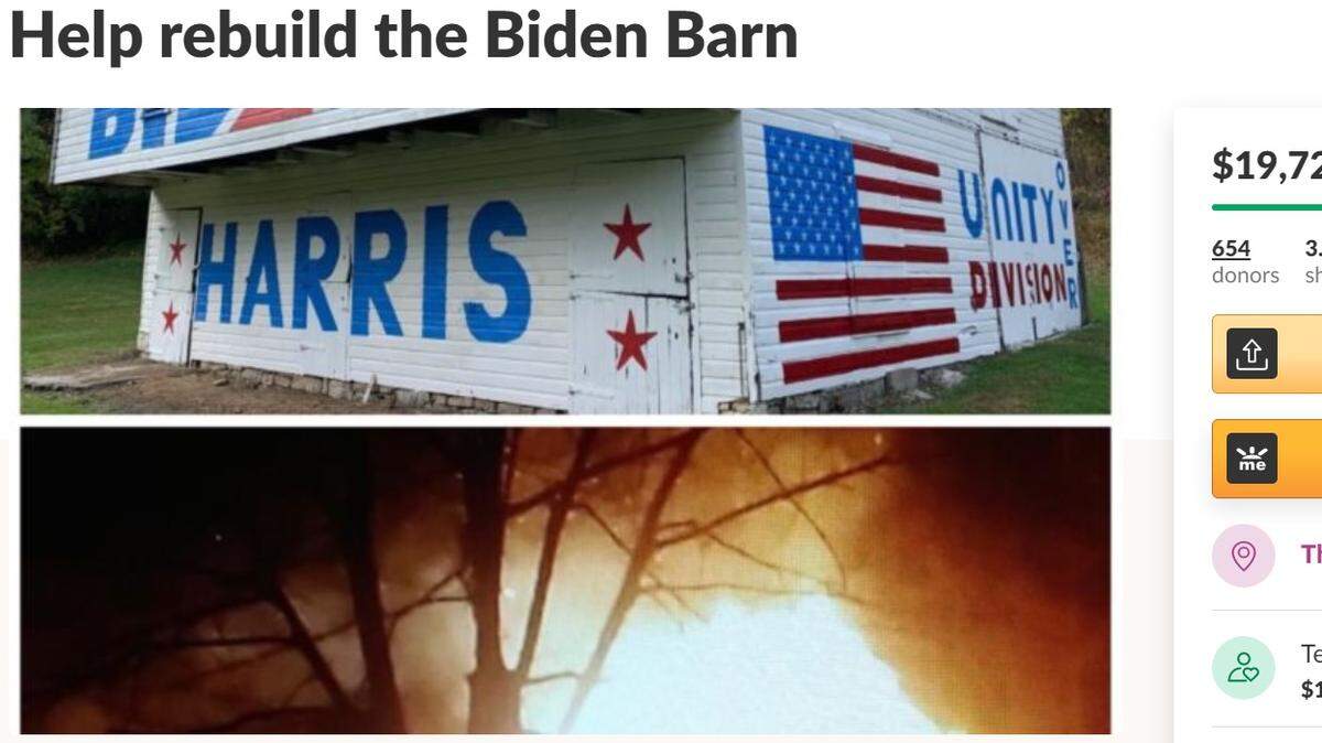 A GoFundMe has raised more than $20K already for Reedsville’s “Biden Barn,” which burned down early Saturday morning due to a likely arson. Two teenage suspects are currently in custody.