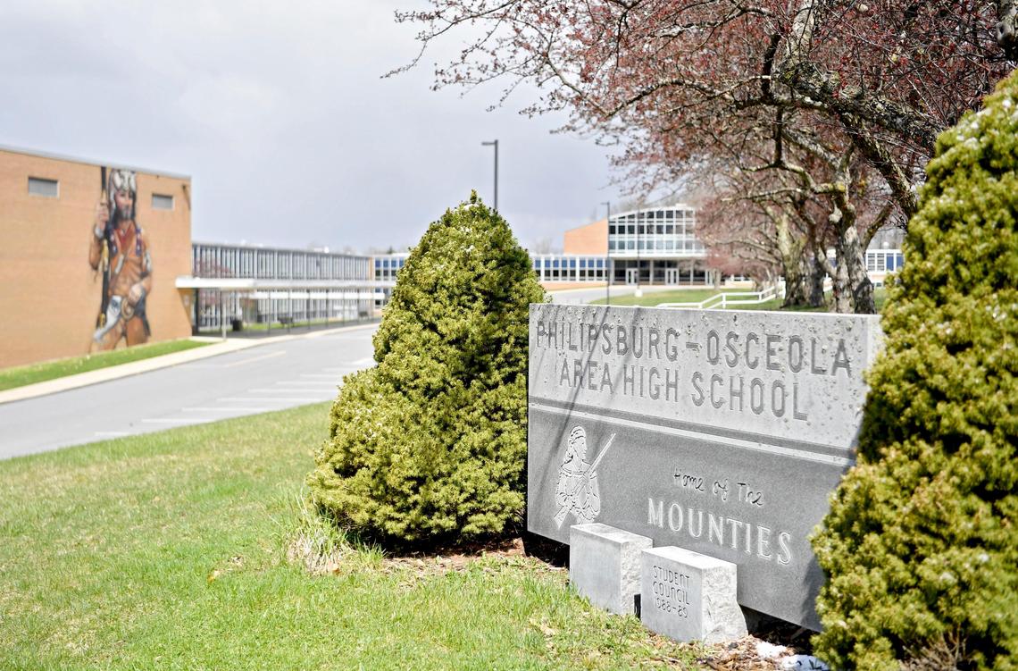 The Philipsburg-Osceola High School building on Thursday, April 16, 2020.