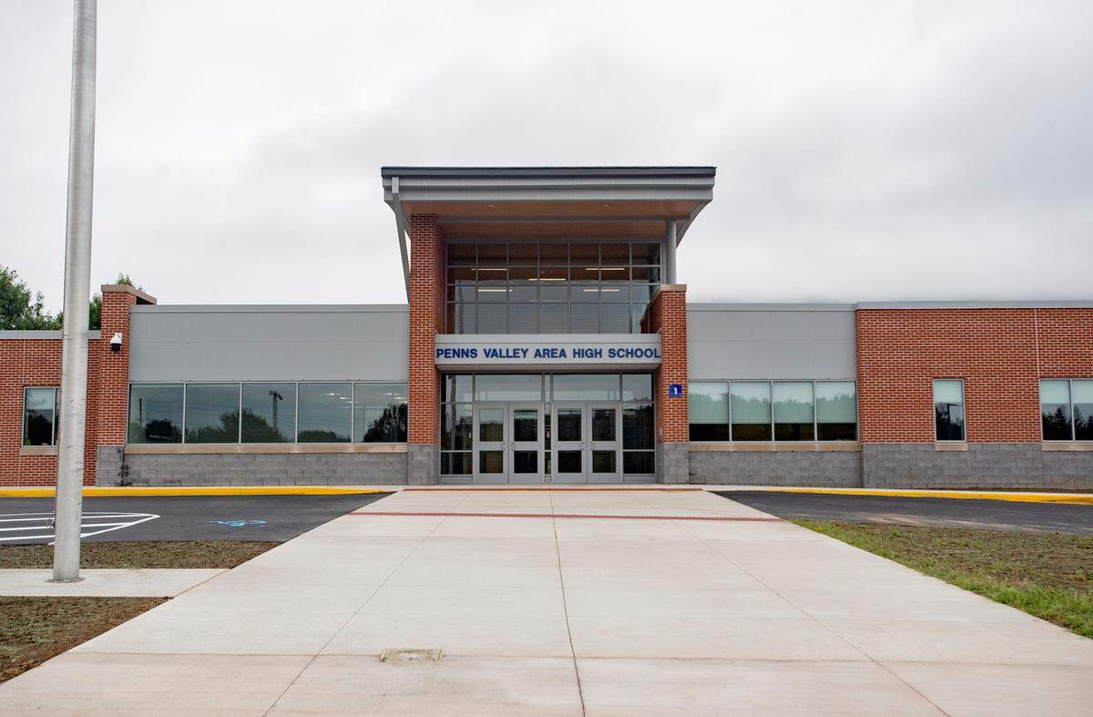 The new entrance to Penns Valley Area High School on Friday, August 31, 2018.  The new entry includes a secure vestibule for safety.