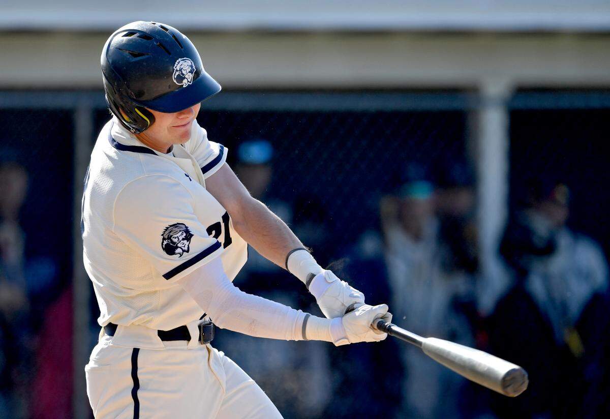 Philipsburg-Osceola Jeremy Whitehead gets a hit during the game against Bald Eagle Area on Thursday, April 28, 2022.