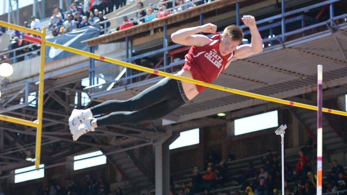 State College’s Luke Knipe finished in second place in the pole vault at the Penn Relays.