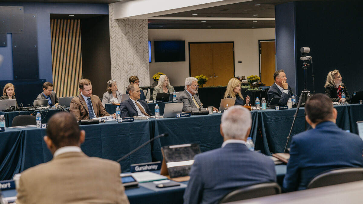 Penn State trustees attend the board’s public meeting on Sept. 12, 2025, in the 1855 Room the Bryce Jordan Center on Penn State’s University Park campus.