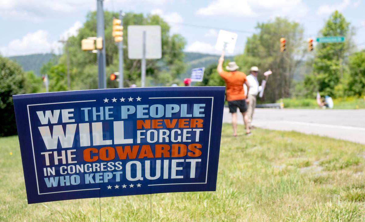 A group has been gathering outside of U.S. Rep. Glenn Thompson’s office every Tuesday to protest.