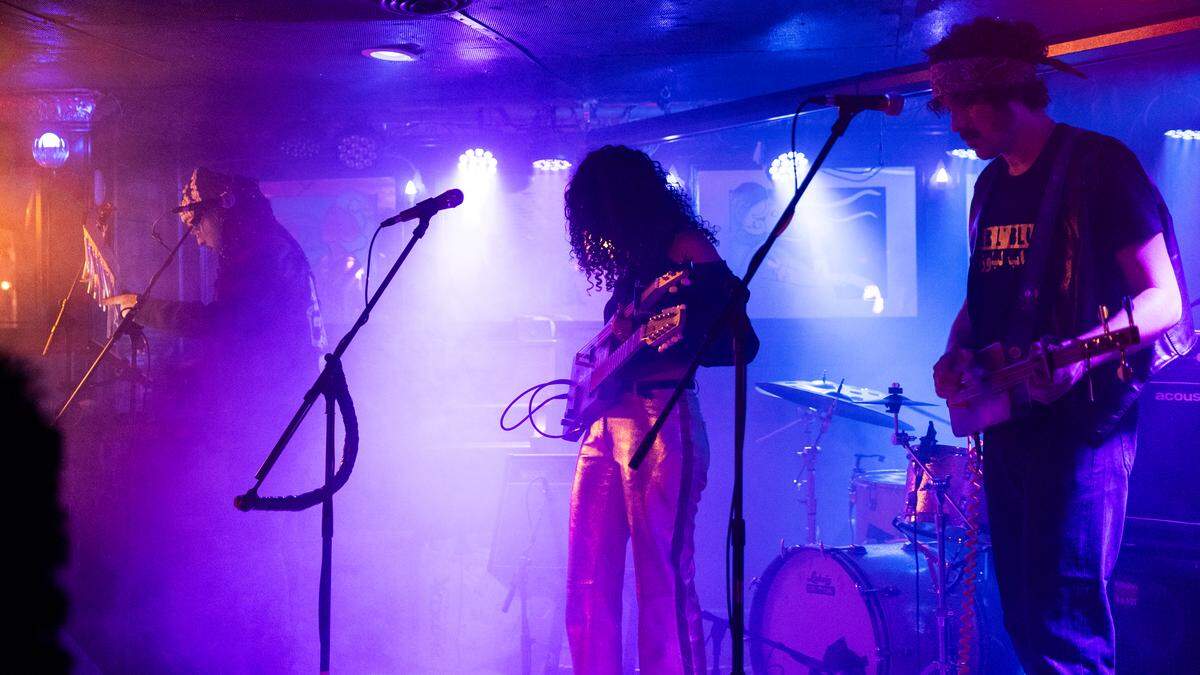 Bab L’ Bluz a Franco-Moroccan band, performs at Manny’s Live Performance Space on April 1, 2026.