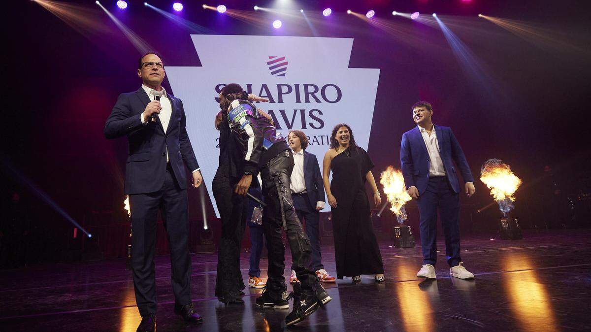 Gov. Josh Shapiro (far left) at his inaugural celebration.