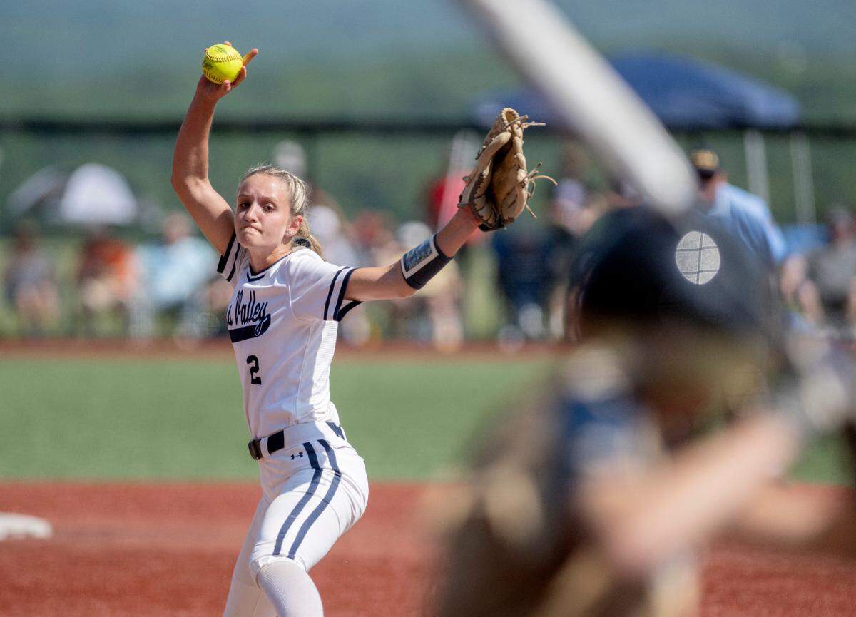 Penns Valley’s Taylor Bumgardner pitches during the District 6 2A championship game against Bald Eagle at Saint Francis on Thursday, June 1, 2023.