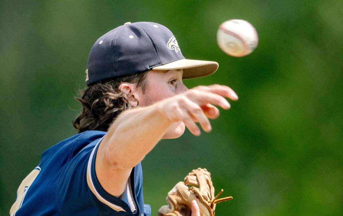 Bald Eagle Area’s Tayten Yoder pitches in the game against Lakeview in the PIAA first round on Monday, June 3, 2024.