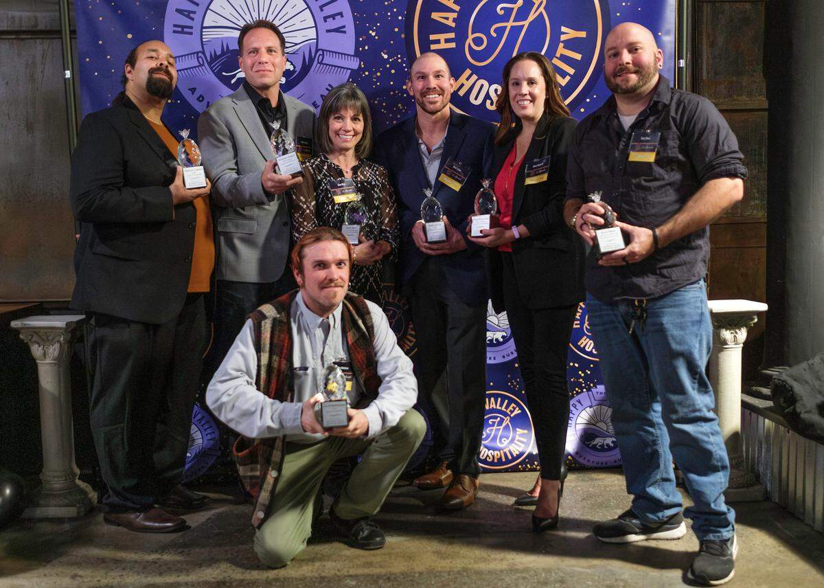 Happy Valley Hospitality Honorees include: Joe Bellehumeur (kneeling), and from left: Damian Cabrera, Billy Hague, Anne Bliss, Matt LeClair and Scott Shive.