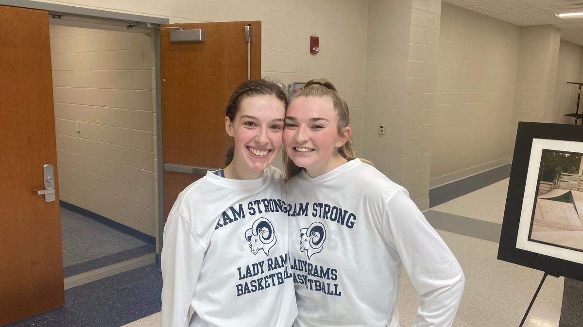 Penns Valley girls basketball’s Ann-Marie McMurtrie, left, scored 13 points and her teammate Kailen Winkelblech scored a game-high 24 points in their 63-44 victory over Clearfield on Monday.