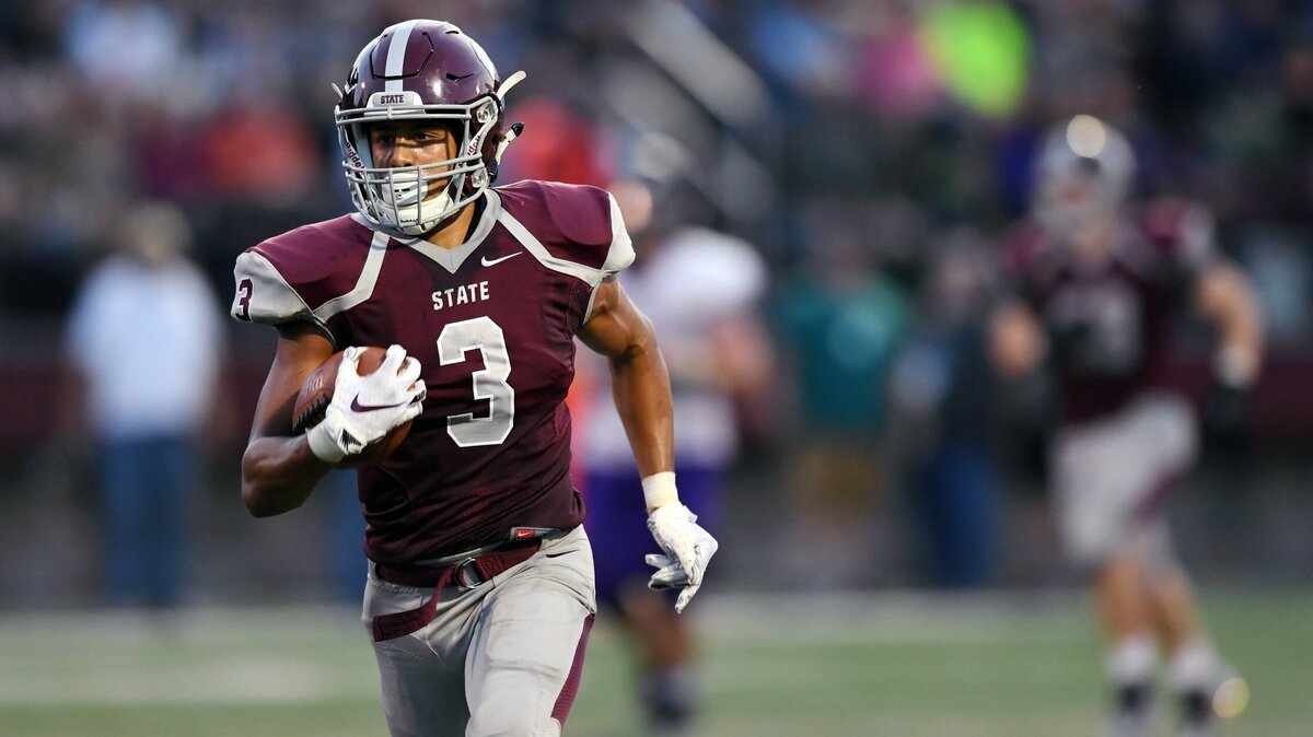 State College wide receiver Keaton Ellis scores a touchdown against Mifflin County Friday, Aug. 24, 2018 at Memorial Field.