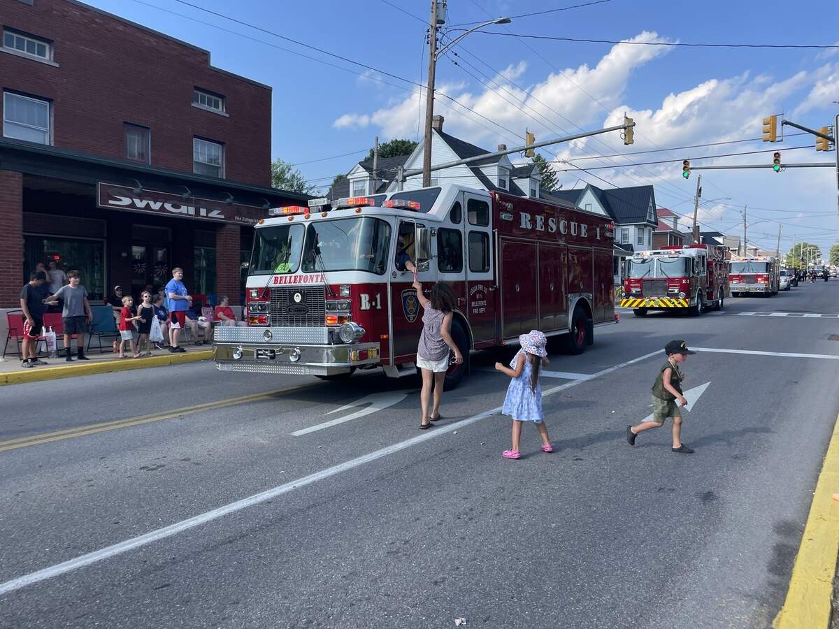 Bellefonte’s America 250 parade moves along East Bishop Street on Friday, July 3, 2026.