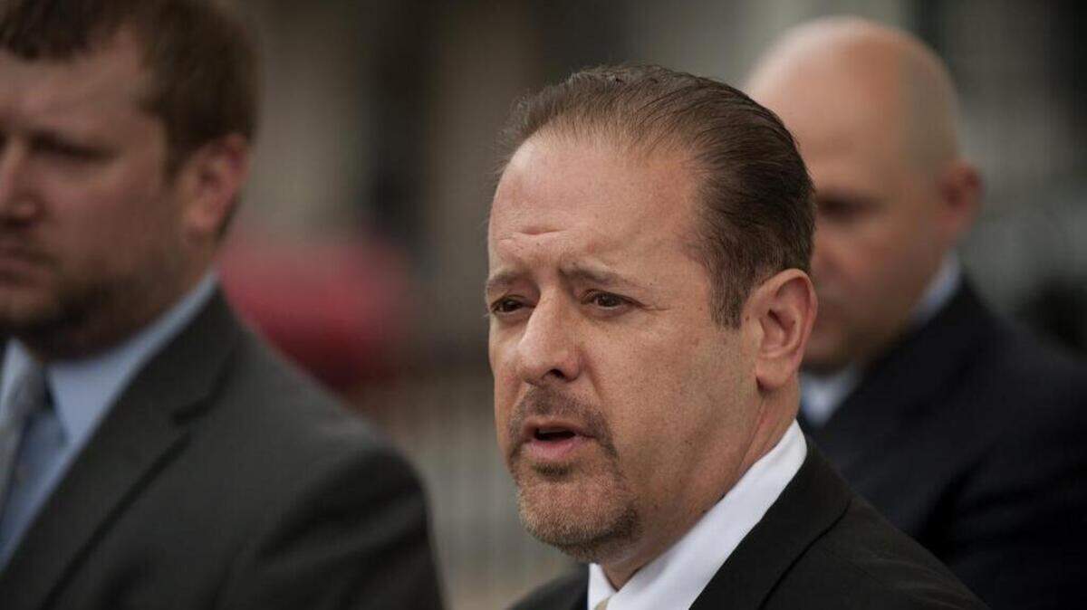 Steven Passarello speaks about his client, a victim of Jerry Sandusky, at the Centre County Courthouse on Wednesday, June 3, 2015.
