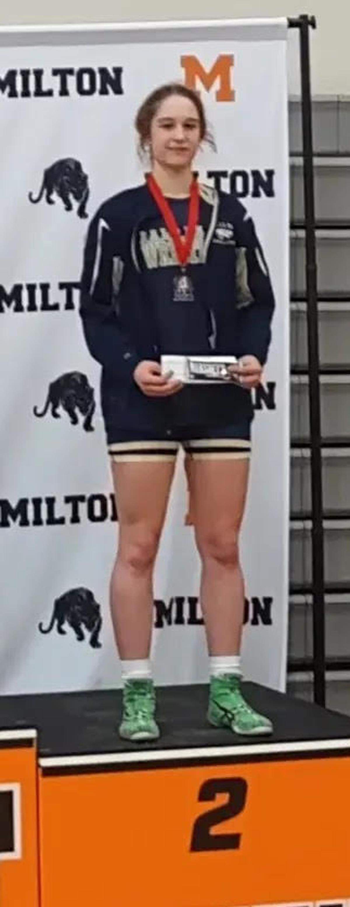 Bald Eagle Area’s Angelina Grieb fell in the finals at 155 pounds of the Northeast Regional, but still secured a spot in the state championships.