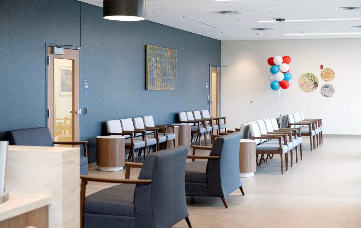 The waiting area for the urology department at the new Mount Nittany Health Toftrees.