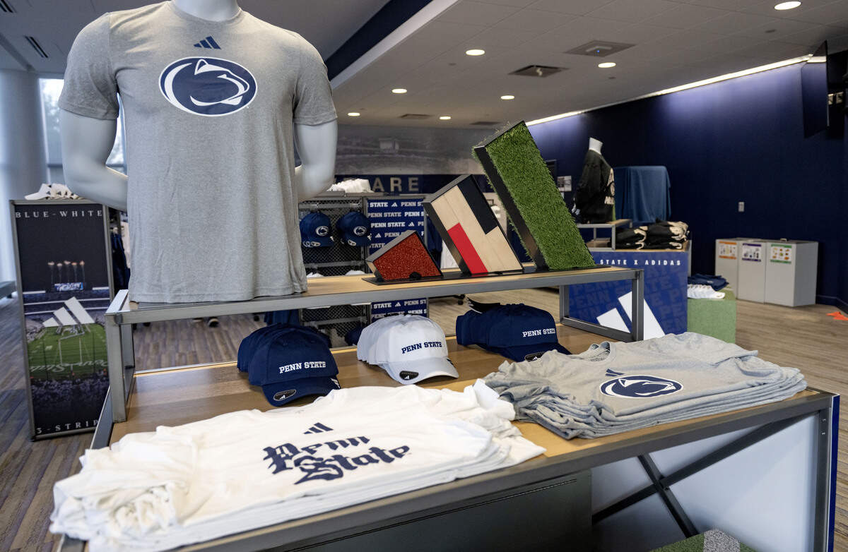 Penn State adidas gear for sale at the pop-up shop in Pegula Ice Arena.