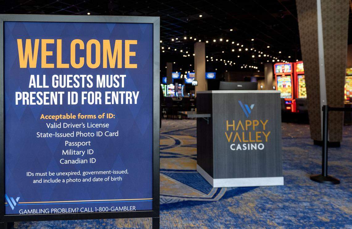 Security stands at the entrance of Happy Valley Casino on Thursday, April 23, 2026 during a media event before test days.