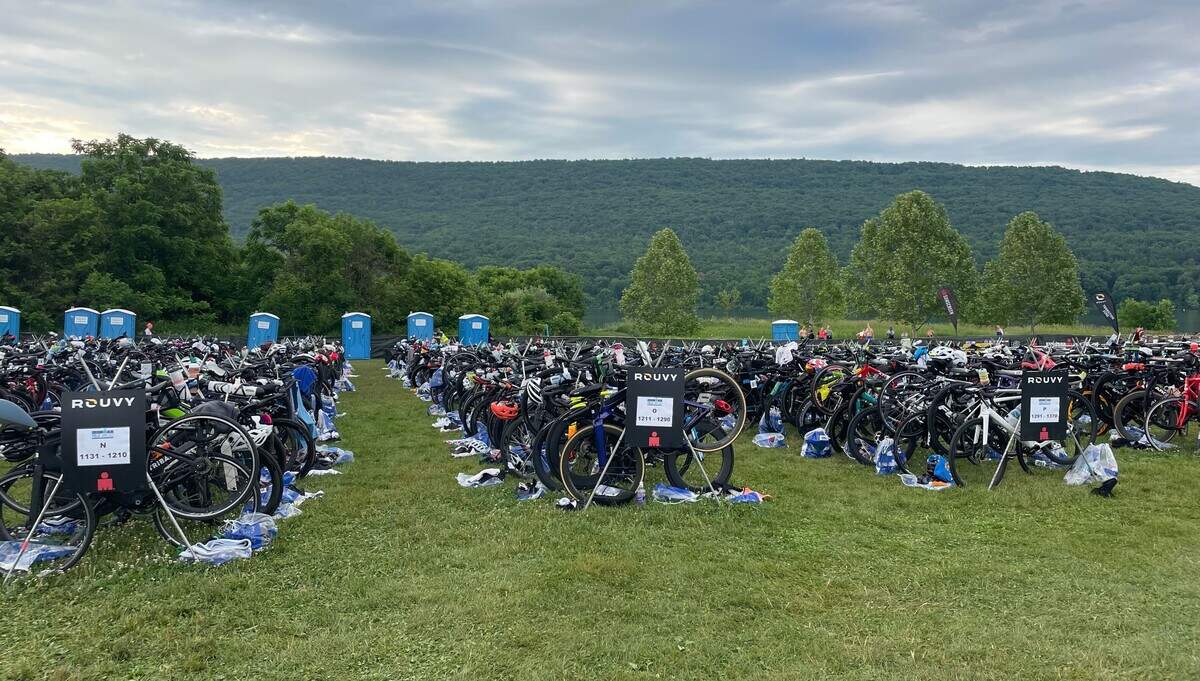 Bicycles await participants at Bald Eagle State Park on Sunday, June 14, 2026, at the Ironman 70.3 Pennsylvania Happy Valley North American Championship in Centre and Clinton counties.