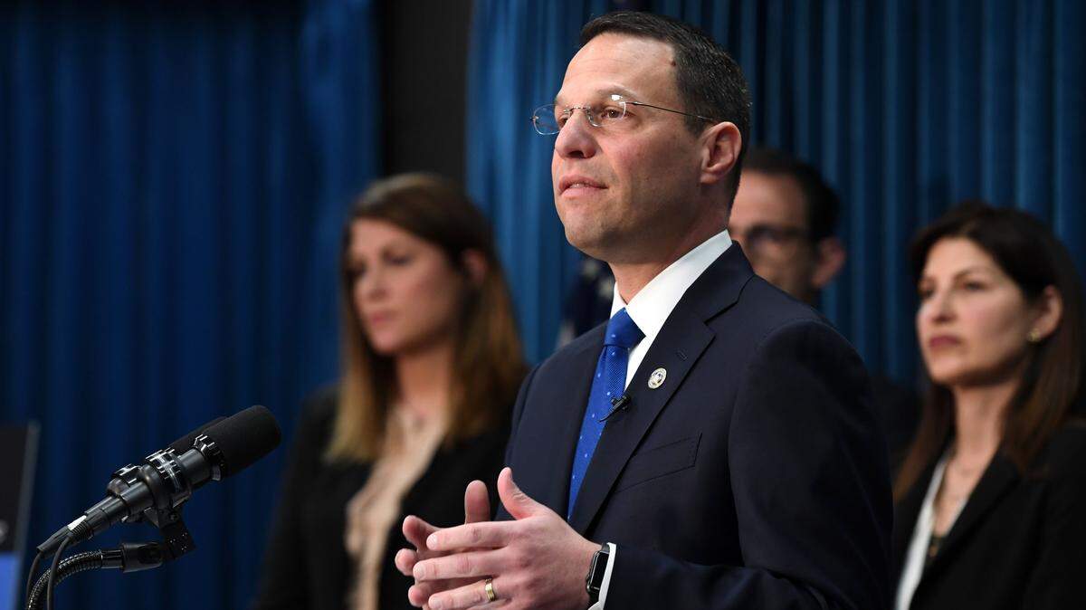 State Attorney General Josh Shapiro speaks during a May 1 press conference in Harrisburg. Two former Clinton County township supervisors were sentenced after pleading guilty to stealing thousands of dollars, his office announced.