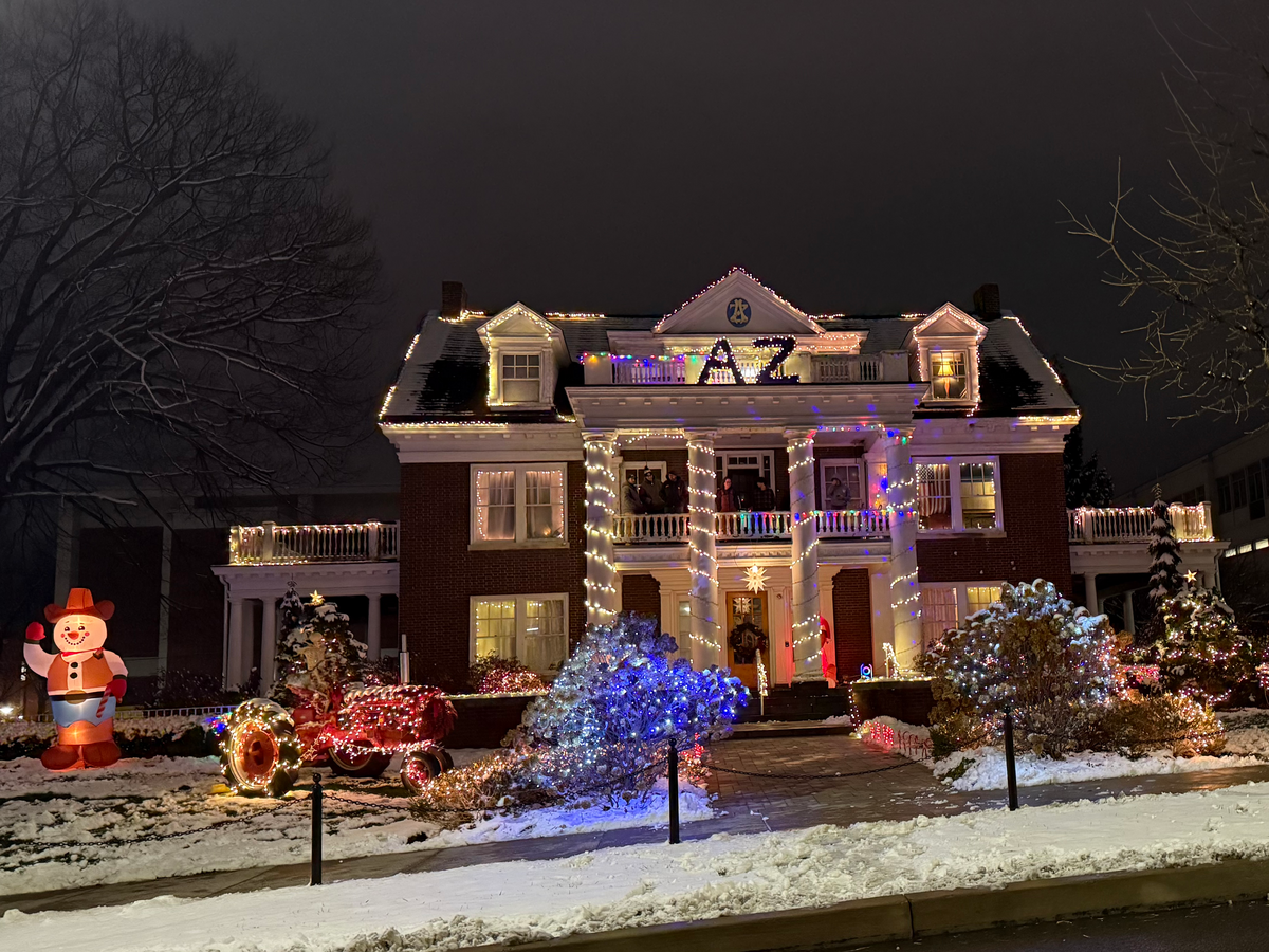 Penn State’s Alpha Zeta house at 360 N. Burrowes St., State College, adopted a Western theme for the 2025 holiday season.