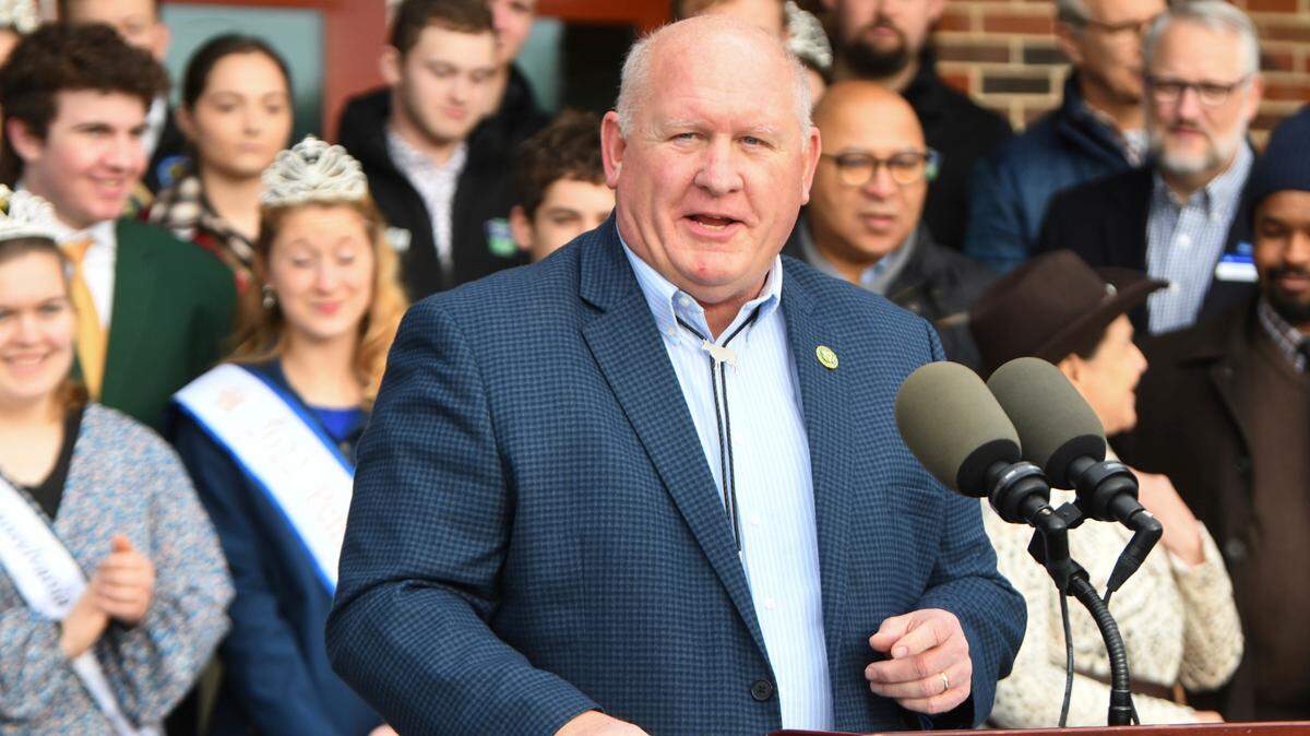 U.S. Rep. Glenn “GT” Thompson speaks during the opening ceremonies outside at the Maclay Street lobby entrance at the 107th Pennsylvania Farm Show in the Pennsylvania Farm Show Complex and Expo Center in Harrisburg, Pa., on Saturday, Jan. 7, 2023.