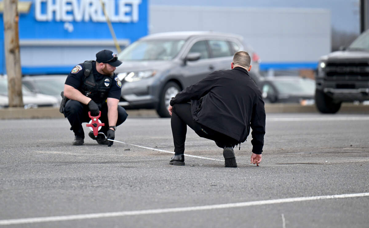 Police investigate a crash in the 500 block of Benner Pike on March 10, 2026.