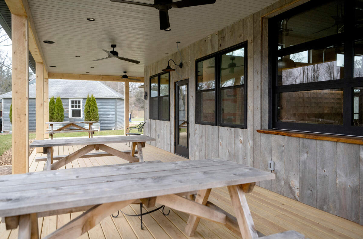 The patio at Boal City Brewing on Friday, March 31, 2023.