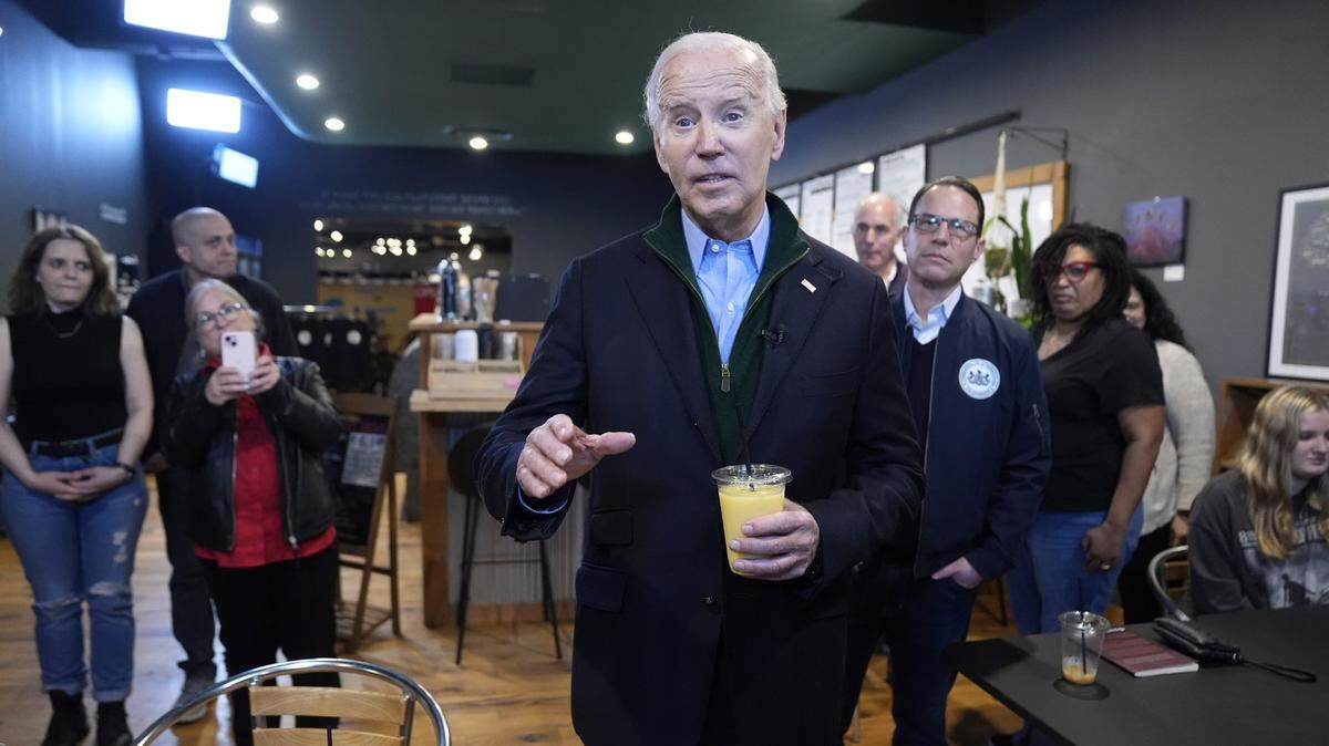 President Joe Biden talks about his economic agenda, during a visit to the Nowhere Coffee shop, Friday, Jan. 12, 2024, in Emmaus, Pa. (AP Photo/Evan Vucci)
