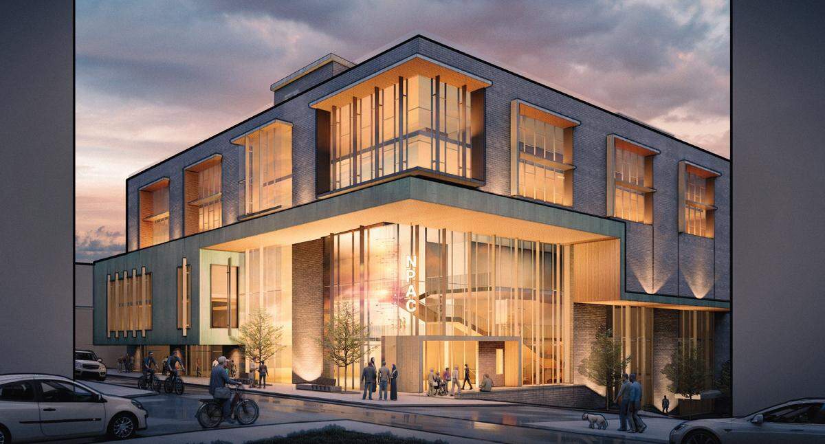 A rendering of the conceptual design of the facade from the Nittany Performing Arts Centre, which organizers would like to see in downtown State College. The view is from the corner of Beaver Avenue and Pugh Street.