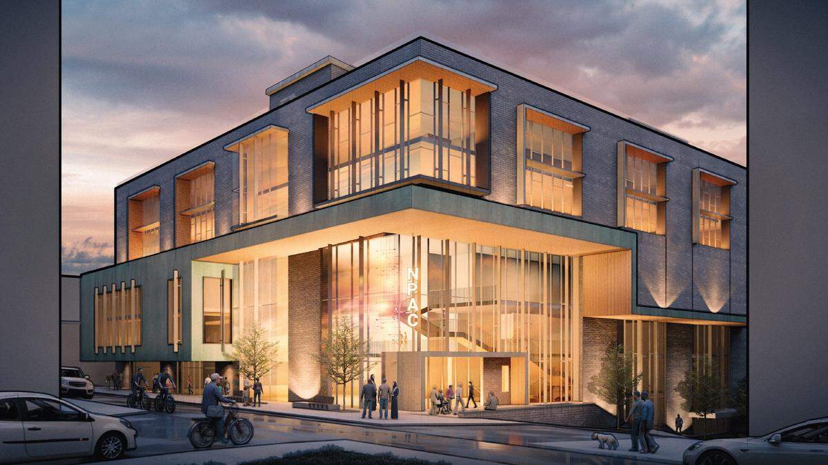 A rendering of the conceptual design of the facade from the Nittany Performing Arts Centre, which organizers would like to see in downtown State College. The view is from the corner of Beaver Avenue and Pugh Street.