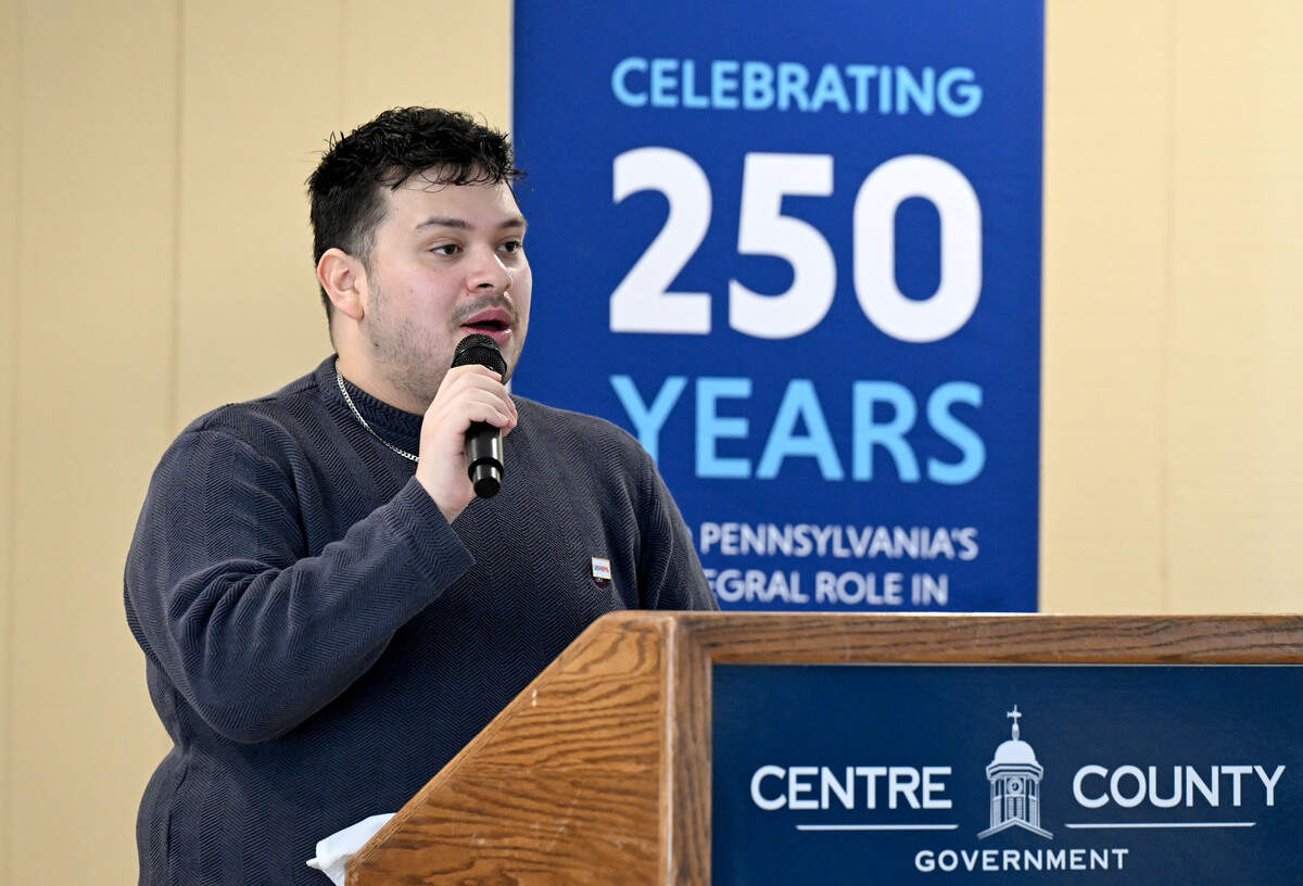 Andre Castillo talks about some of the events that have happened to celebrate America250PA Centre County on Monday, Feb. 23, 2026.