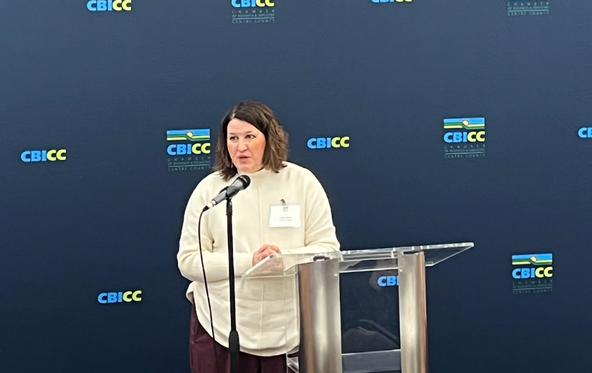 Patton Township manager Amy Farkas speaks Thursday at the CBICC’s annual Centre Region Municipal Managers Update.