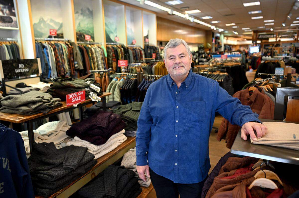 Appalachian Outdoors owner Geoff Brugler poses for a photo in the store on Thursday, Feb. 15, 2024.