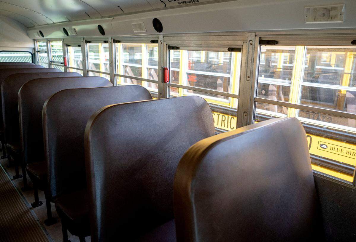 A look inside a school bus that runs multiple routes.