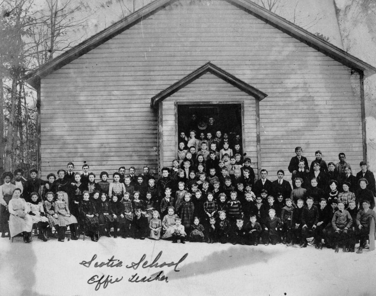 Scotia students pose at the Rabbit Hill School in an undated photo.