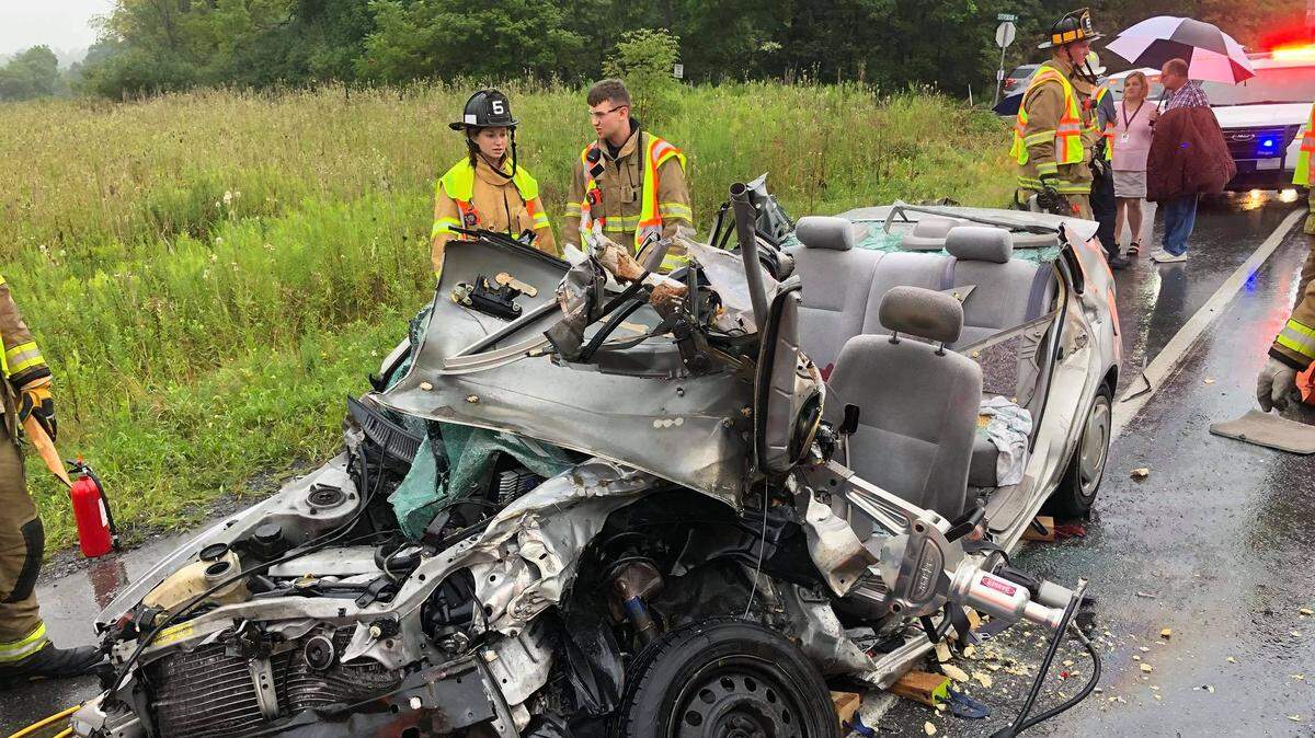 Alpha Fire Company responded to a vehicle crash with entrapment Tuesday morning at the intersection of Stevenson road and North Atherton Street in Patton Township.