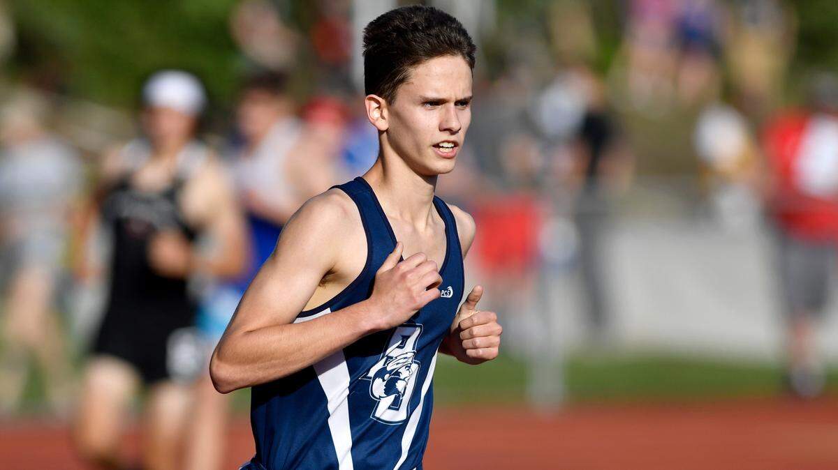 Philipsburg-Osceola’s Chad Muckey, pictured at the District 6 Class 2A track meet in May, had two first-place finishes in cross country meets this week, and broke a school record.