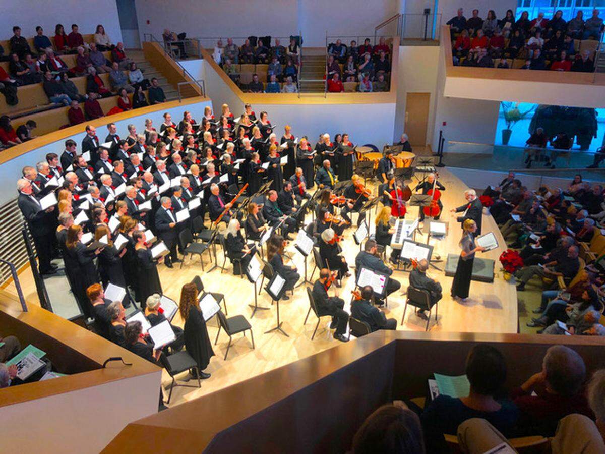 The State College Choral Society will return to live performance May 1 with “A Grand Return.” The chorus is pictured here in 2019.