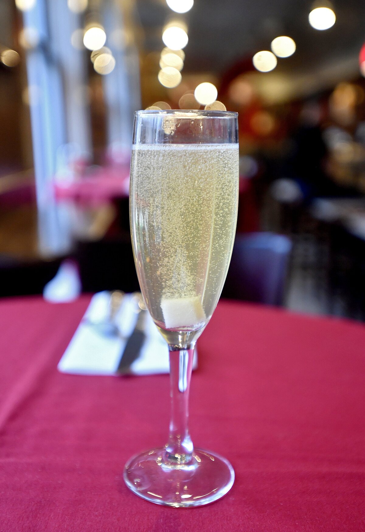 S.A.G. Holiday Sparkler is made of sparkling wine enhanced with homemade cider and green apple simple syrup at Spats at the Grill.