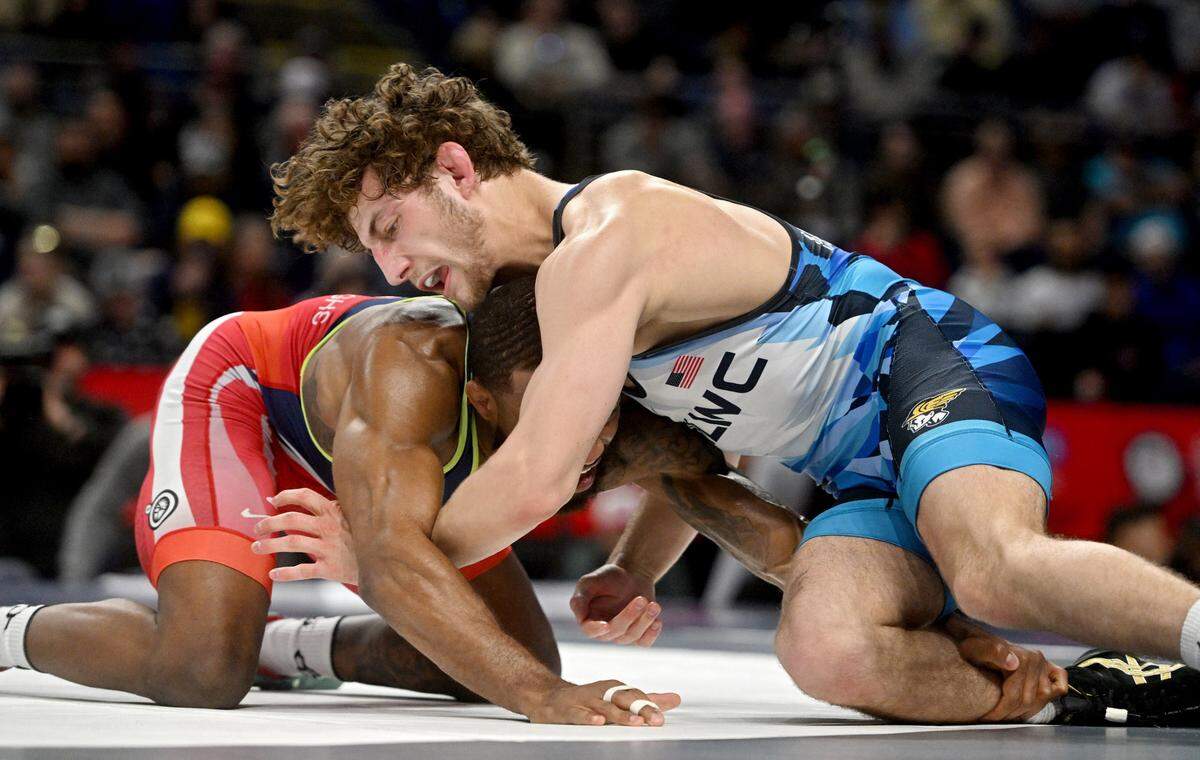 Penn State’s Mitchell Mesenbrink, seen here in an April photo, claimed a U23 world bronze medal on Saturday in Tirana, Albania.