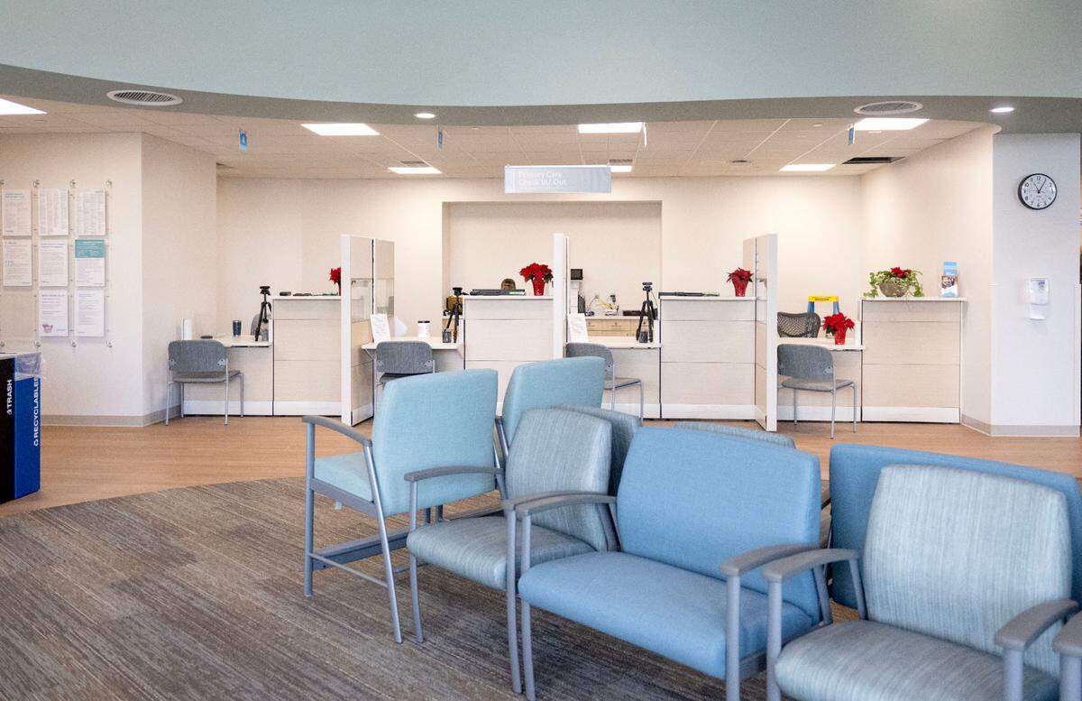 The primary care check-in area and waiting room at the new Geisinger Bellefonte Medical Clinic on Monday, Nov. 25, 2024.